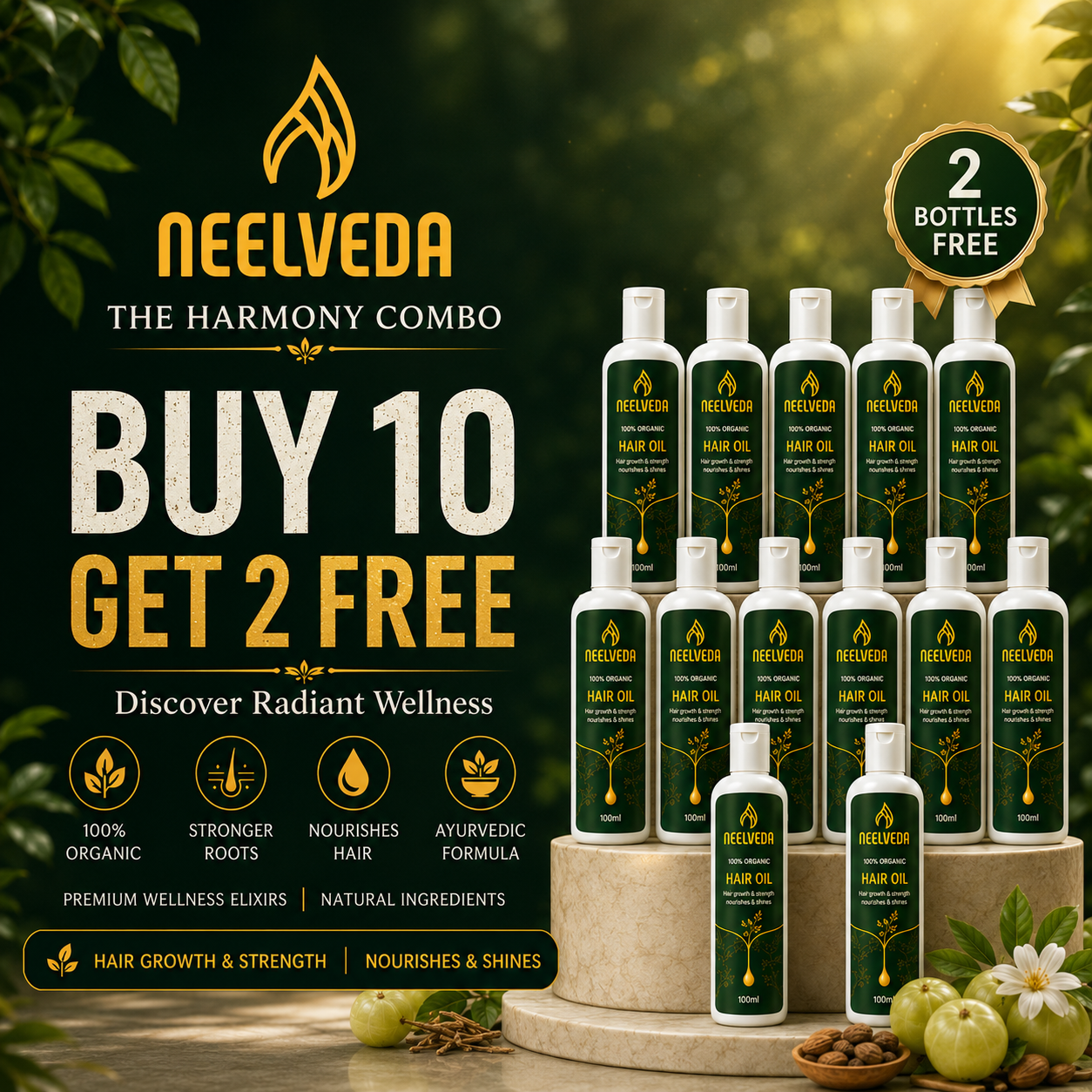 Neelveda Ayurvedic Hair Oil 10 Bottle Mega Pack for Hair Care Salons